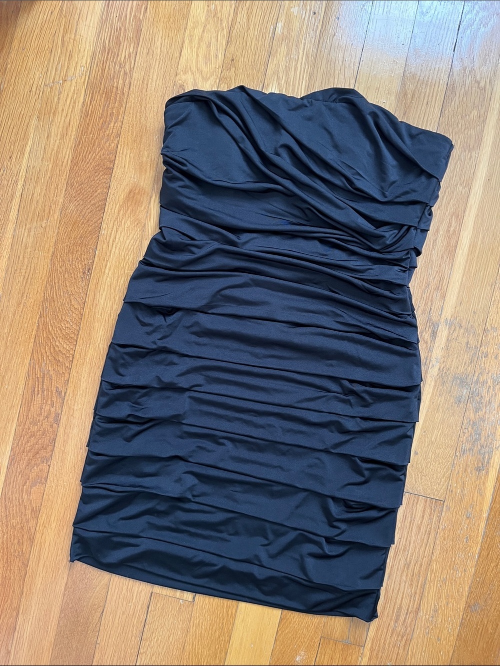Speckless Y2K 00s Strapless Ruched Mini Little Black Dress Bodycon Size M